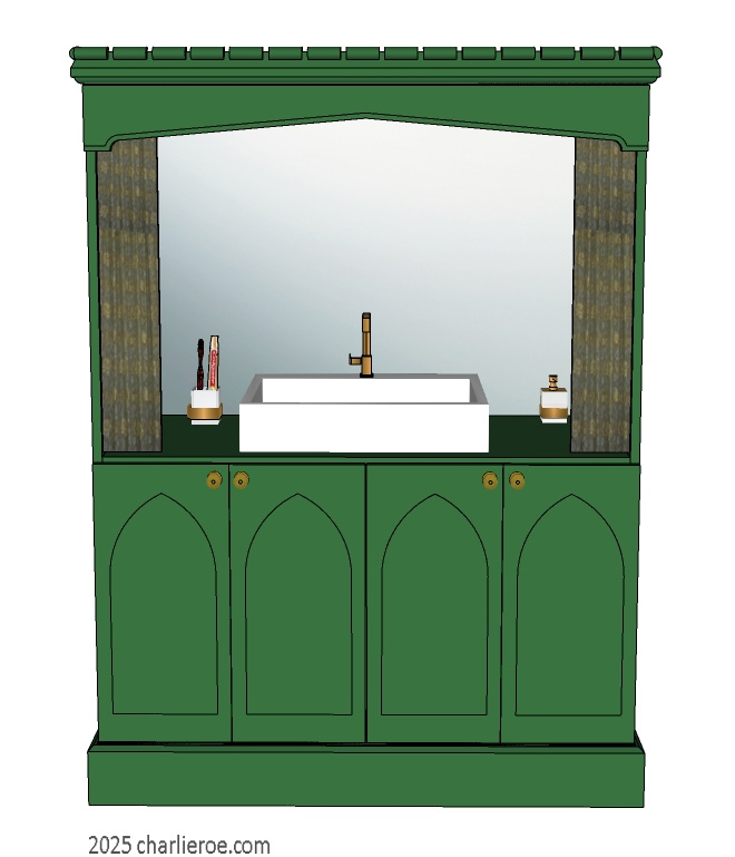 new Wm Morris Arts & Crafts Movement style painted large vanity unit