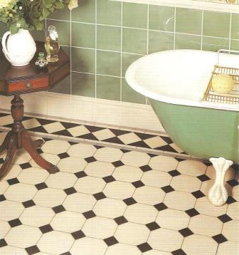 Wm Morris Arts & Crafts Movement excaustic floor tiles bathroom