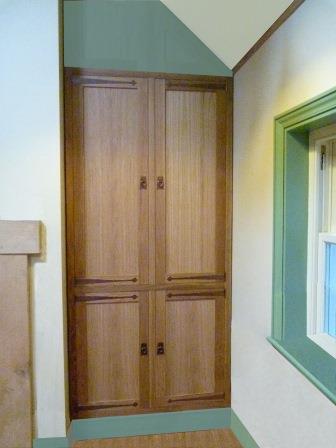 William Morris Arts & Crafts Movement Gothic Revival style built-in bedroom wardrobe furniture