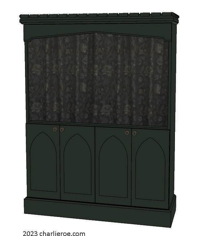 new William Wm Morris & Co Arts & Crafts Movement 4 door painted bookcase
