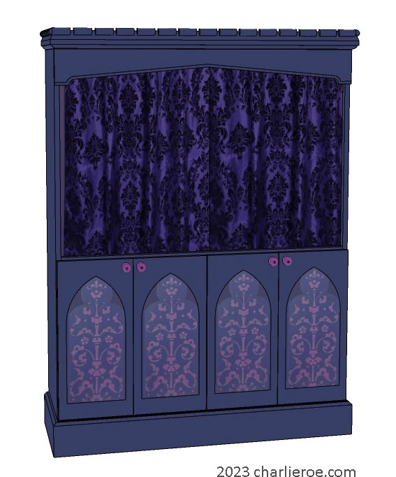 new William Wm Morris & Co Arts & Crafts Movement 4 door painted bookcase