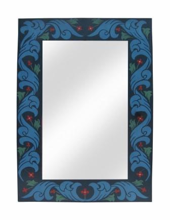William Wm Morris Arts & Crafts Movement decorative painted mirror frame with square mirror