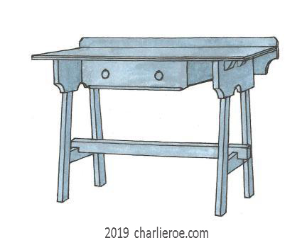 Ford Madox-Brown / Wm Morris & Co. Artisan bedroom dressing table painted blue Arts & Crafts Movement Reformed Gothic Revival furniture