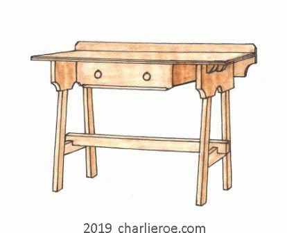 Ford Madox-Brown / Wm Morris & Co. Artisan bedroom dressing table in wood, Arts & Crafts Movement Reformed Gothic Revival furniture