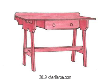  Ford Madox-Brown William Wm Morris & Co painted dragon's blood red Artisan bedroom chest of drawers  Arts & Crafts Movement Gothic Revival style furniture