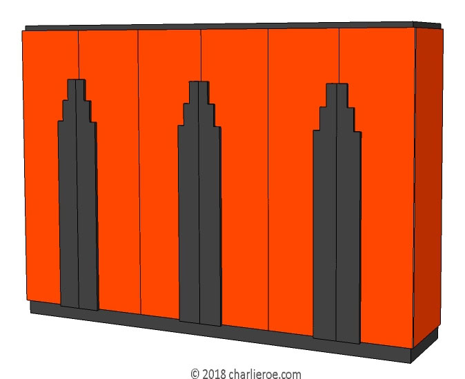 new triple wardrobe in racing red with black Skyscraper handles