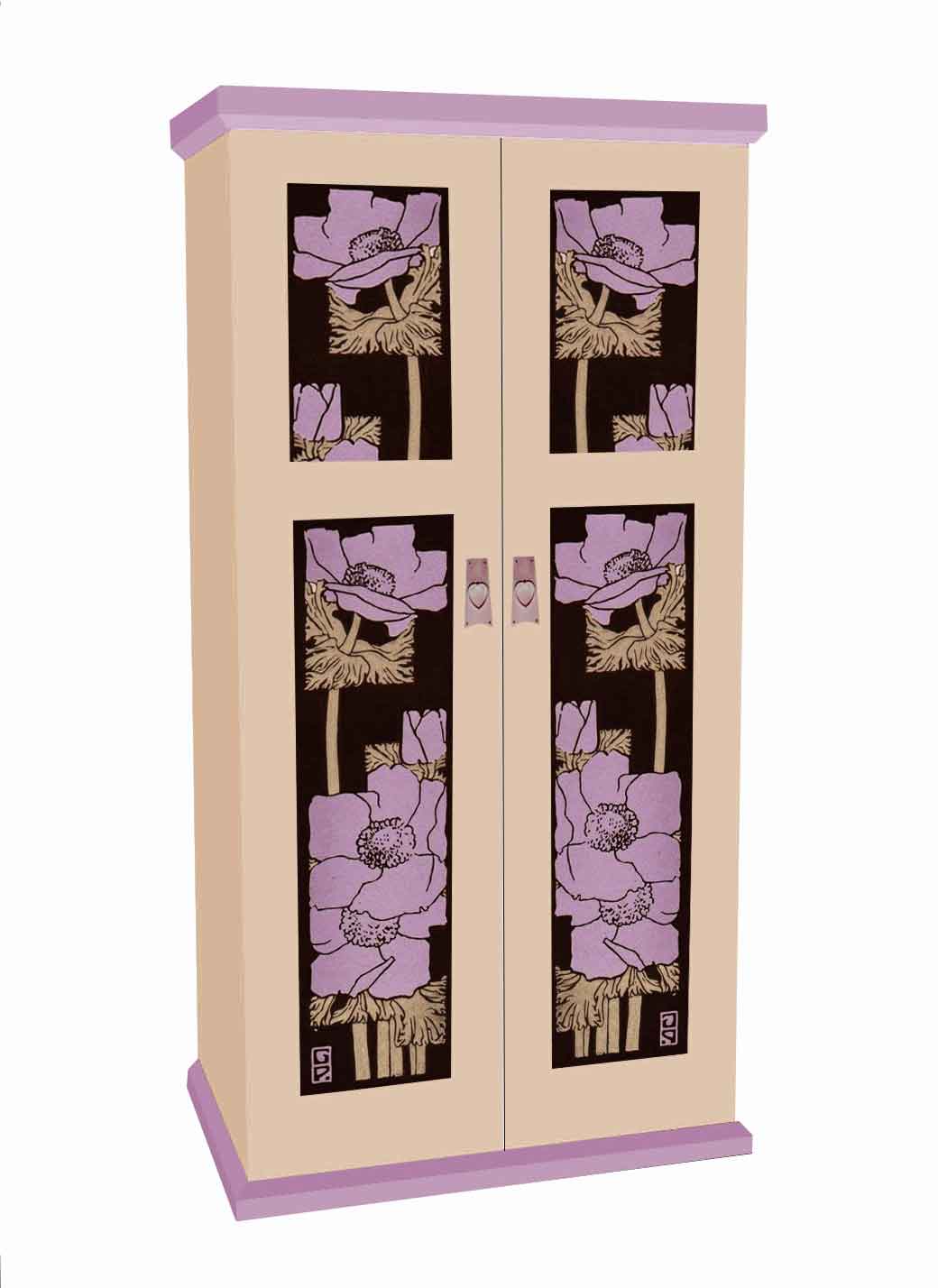 New Art Nouveau Jugendstil painted wardrobe