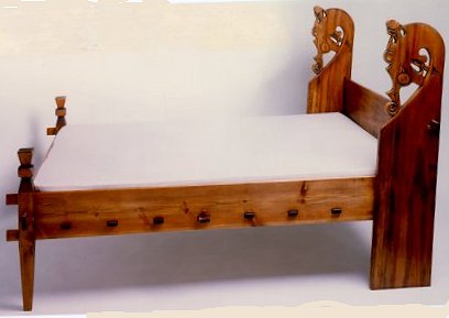 New Viking 'Dragon' Revival style carved wooden bed with Norse dragons