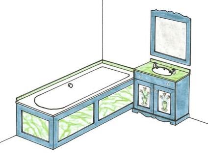 design for an ornate painted Austrian Tirolean Baroque bathroom vanity cupboard & bath panels folk furniture Bauern mobel