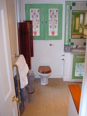 An ornate painted Folk Art bathroom vanity cupboard & bath panels folk furniture Bauern mobel