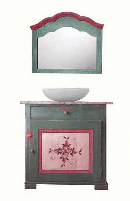 Scandinavian style ornate painted  bathroom vanity cupboard folk furniture Bauern bonde mobel