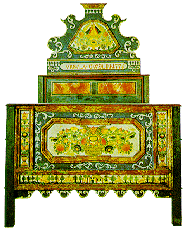 Tyrolean Alpine painted bed and bedroom Bauern mobel furniture