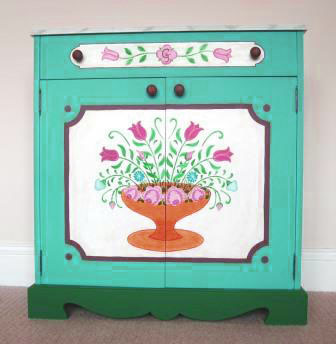 back design for an ornate painted Austrian Tyrolean Baroque cupboard folk furniture Bauern mobel
