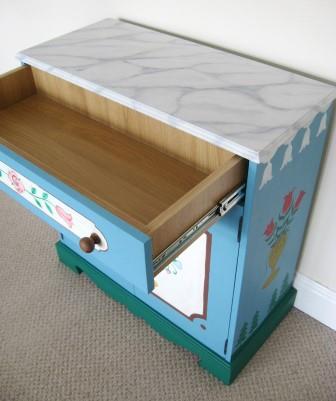 Ornate painted Austrian Tyrolean Baroque folk linen clothes cupboard furniture Bauern mobel
