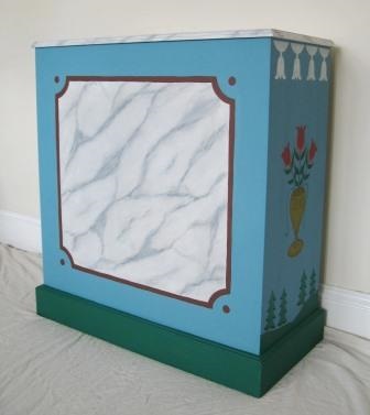 Ornate painted Austrian Tyrolean Baroque folk linen clothes cupboard furniture Bauern mobel