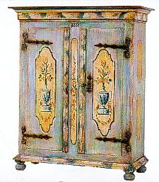 Tyrolean Alpine Austrian painted wardrobe folk farm peasant country bedroom furniture