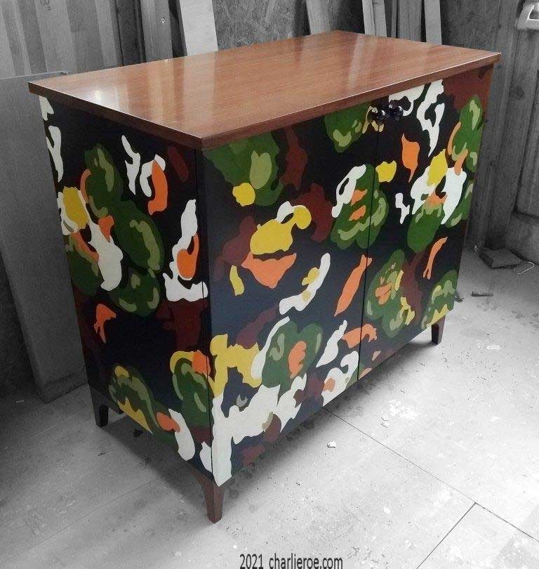 Full size  drawings ready for the new Omega workshops painted 'Lilypond' design used for a 2 door cabinet cupboard or sideboard
