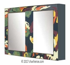 Omega Workshops Bloomsbury Group Lilypond Painted bathroom 2 door wall mirror unit with mirror door panels
