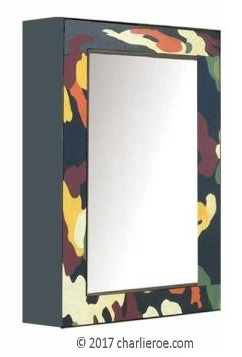Omega Workshops Bloomsbury Group Lilypond Painted bathroom 1 door wall mirror unit with mirror door panel