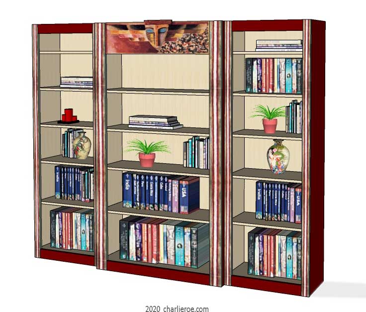 New Bloomsbury Group style painted 'Morpheus' triple bookcase