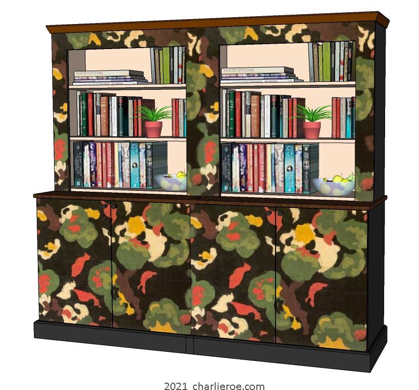 New Omega Workshops Bloomsbury Group 4 door painted lilypond painted bookcases