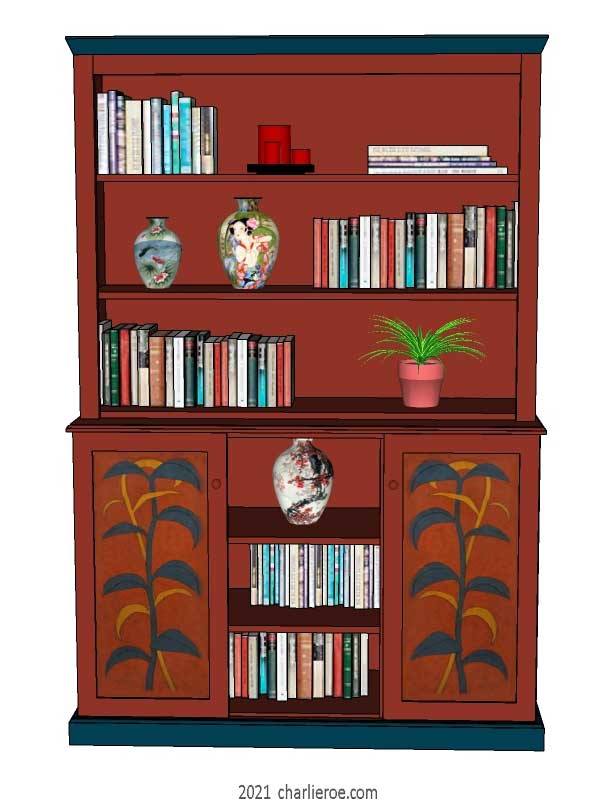 New Omega Workshops Bloomsbury Group painted bookcase or display unit