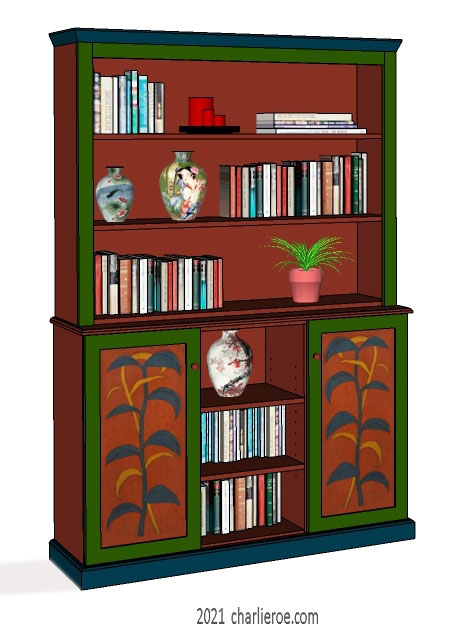 New Omega Workshops Bloomsbury Group painted bookcase or display unit