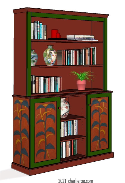 New Omega Workshops Bloomsbury Group painted bookcase or display unit