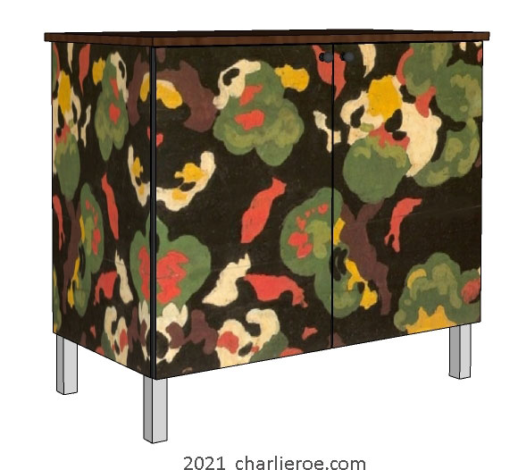 New Omega Workshops Bloomsbury Group 2 door painted lilypond painted cabinet cupboard sideboard