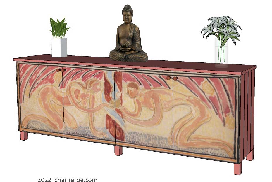 new Omega Workshops style painted 'Adam & Eve' design 4 door sideboard