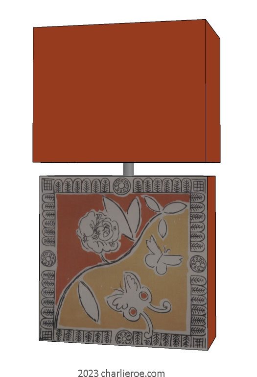 New Bloomsbury Group style hand painted table Lamp