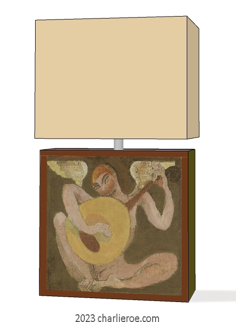 New Bloomsbury Group style hand painted table lamp with circular foliage design