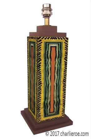 New Omega Workshops style painted lamp, lamp stands & lamp light base