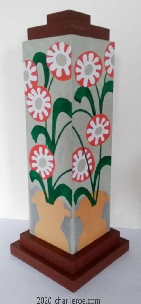 New Omega Workshops style painted table lamps, lamp stands & lamp light bases with large flowers & foliage design