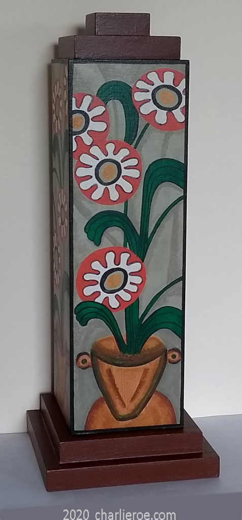 New Omega Workshops style painted table lamps, lamp stands & lamp light bases with large flowers & foliage design