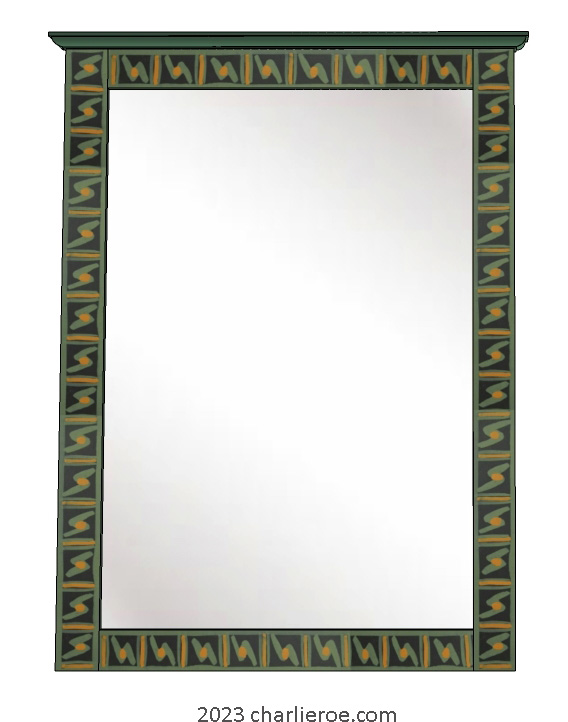 new Omega Workshops style painted wall mirror frame with hand painted border design