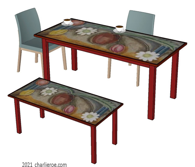 New Bloomsbury Group style painted dining breakfast table