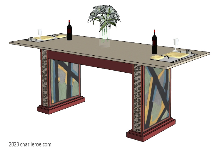 New Omega Workshops design painted 4 door sideboard & wall mirror