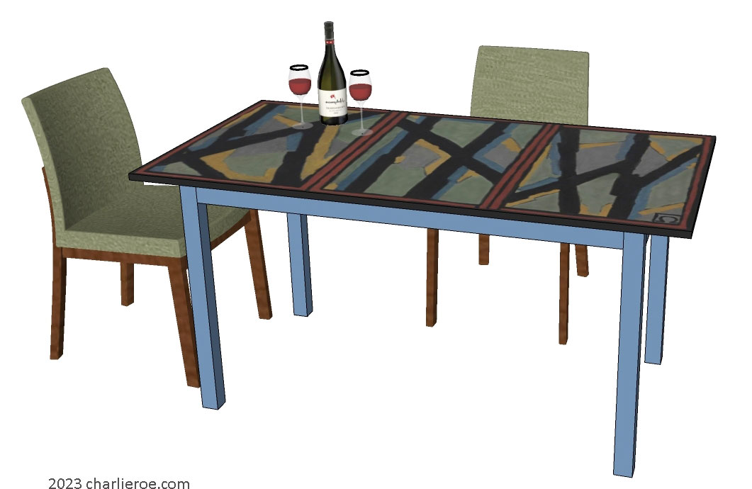 New Omega Workshops design painted dining breakfast table