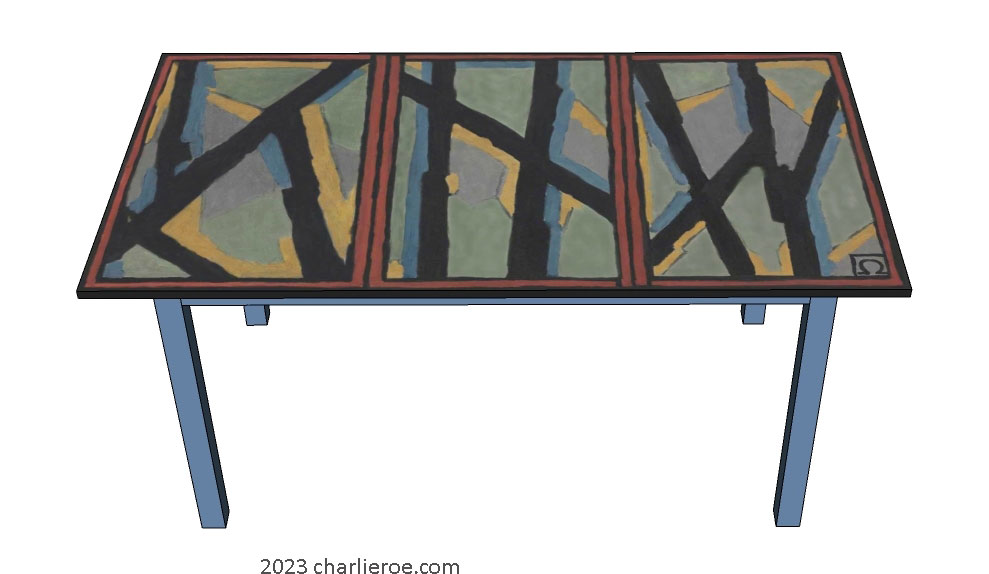 New Omega Workshops design painted dining breakfast table