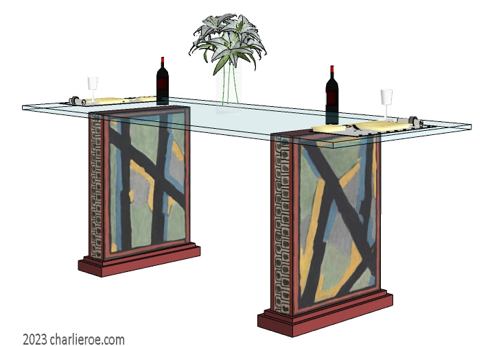 New Omega Workshops design painted dining breakfast table