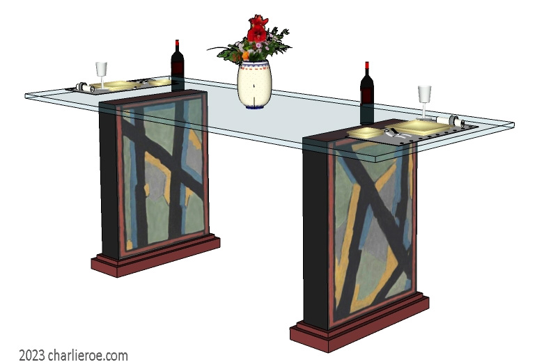 New Omega Workshops design painted dining breakfast table