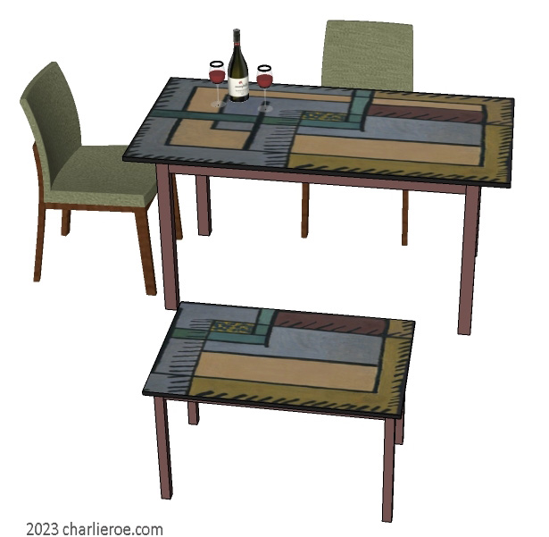New Omega Workshops design painted dining breakfast table