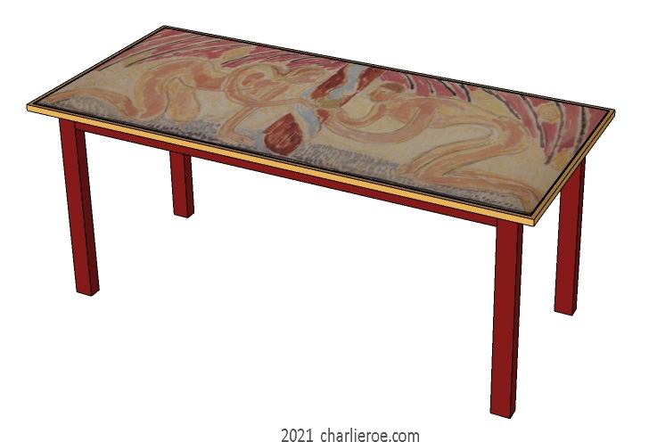 New Omega Workshops 'Adam & Eve' design painted dining breakfast table bloomsbury group