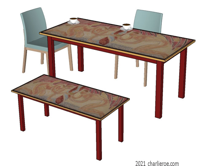 New Omega Workshops 'Adam & Eve' design painted dining breakfast table bloomsbury group