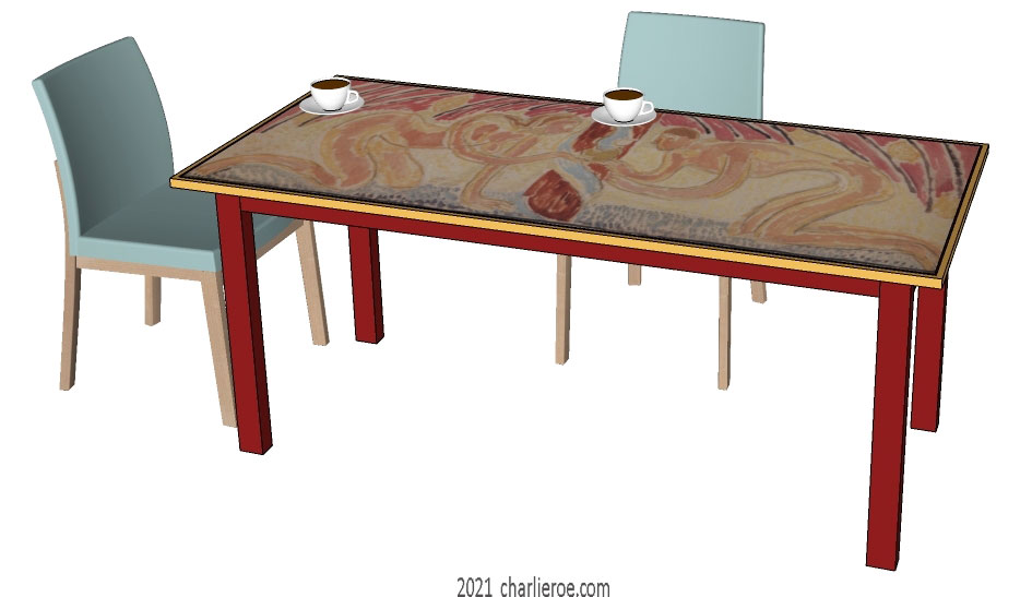 New Omega Workshops 'Adam & Eve' design painted dining breakfast table bloomsbury group