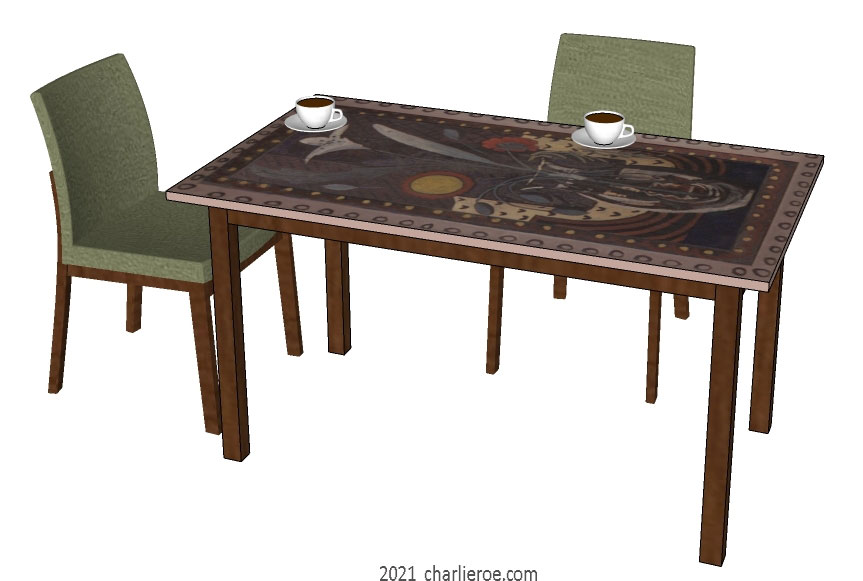 New Bloomsbury group flower panel design painted dining breakfast table