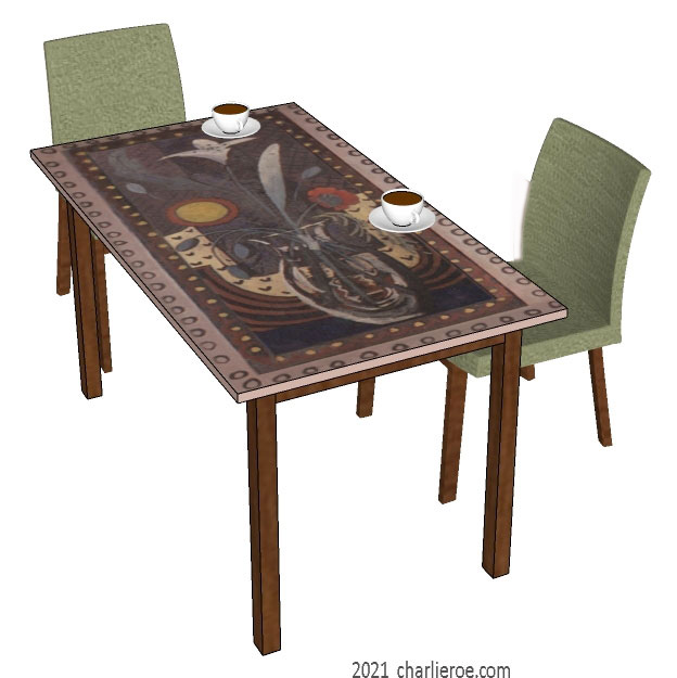 New Bloomsbury group flower panel design painted dining breakfast table
