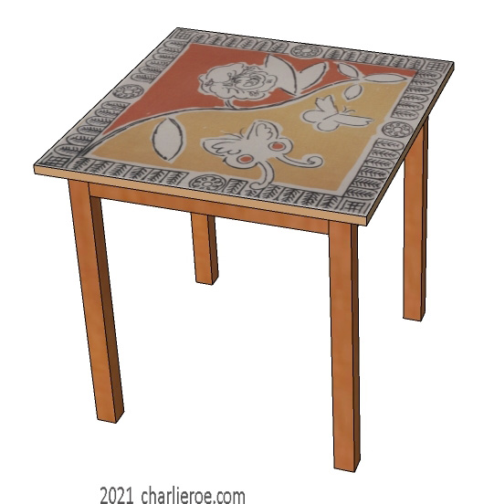 New Omega Workshops Bloomsbury group painted side lamp sofa table