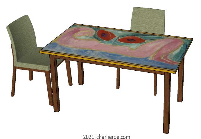 New Bloomsbury group flower panel design painted dining breakfast table